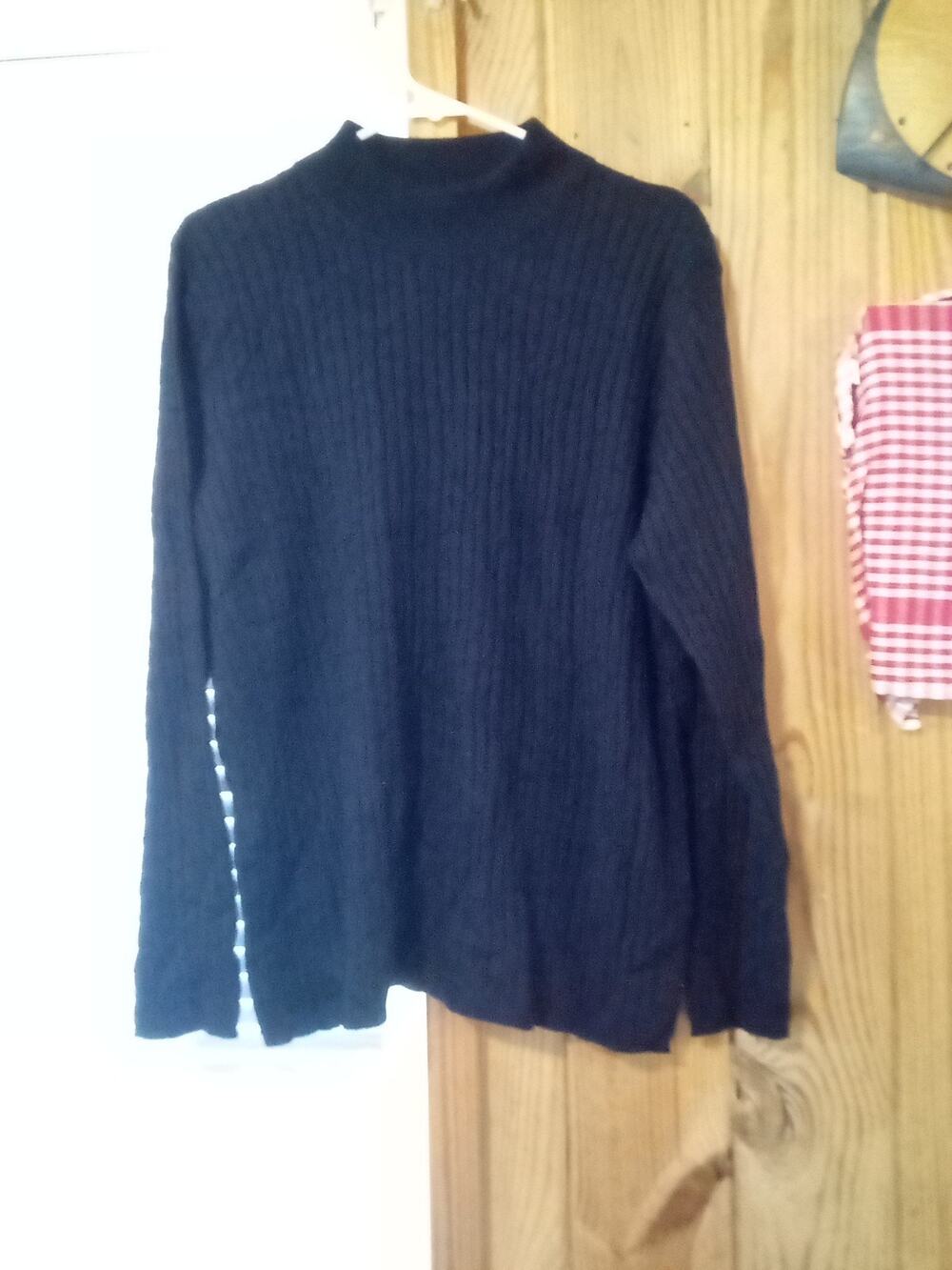 Orvis Women's Silk Cashmere Ribbed XL Black Mock Neck Sweater